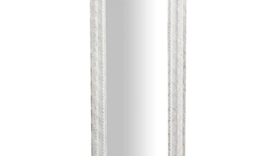 Biscottini Sovrumsspegel 91 x 34 x 5 cm tillverkad i Italien | Antik vit shabby spegel | väggmonterad badrumsspegel | Väggspegel