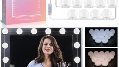 Hollywood spegellampor 14 glödlampor med adapter, justerbar USB-kabel, 3 färger och 10 lägen för ljusstyrka, sminkspegel med självhäftade glödlampor, spegel LED-belysning kit för sovrum