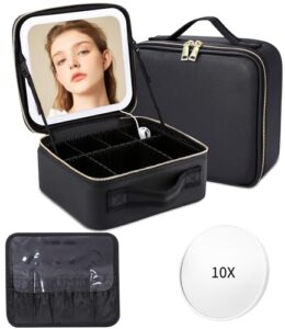 Bästa Sminkväskan med Spegel: Tips för Praktisk och Stilren Sminklagring Sminkväska med LED-ljus och Spegel i 3 Färger - Bärbar Makeup Organizer för Resa med Justerbara Skiljeväggar - Professionell Present