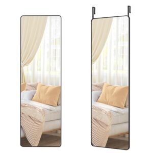 Songmics helkroppsspegel, 120 x 40 cm, rektangulär spegel, vägg- eller dörrmontering, ram av aluminiumlegering, härdat glas, för sovrum, vardagsrum, garderob, bläcksvart LFM032B01