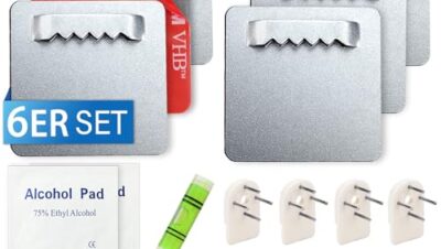 Tavelkrok självhäftande 6 st. bilder hängande utan borrning bildupphängning upp till 4 kg för att fästa på tunga bilder spegelhållare vägg akrylglas upphängning aluminiumkompositplattor med 25